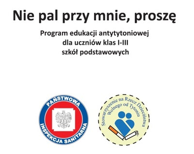 Logo projektu Państwowej Inspekcji Sanitarnej "Nie pal przy mnie proszę " 